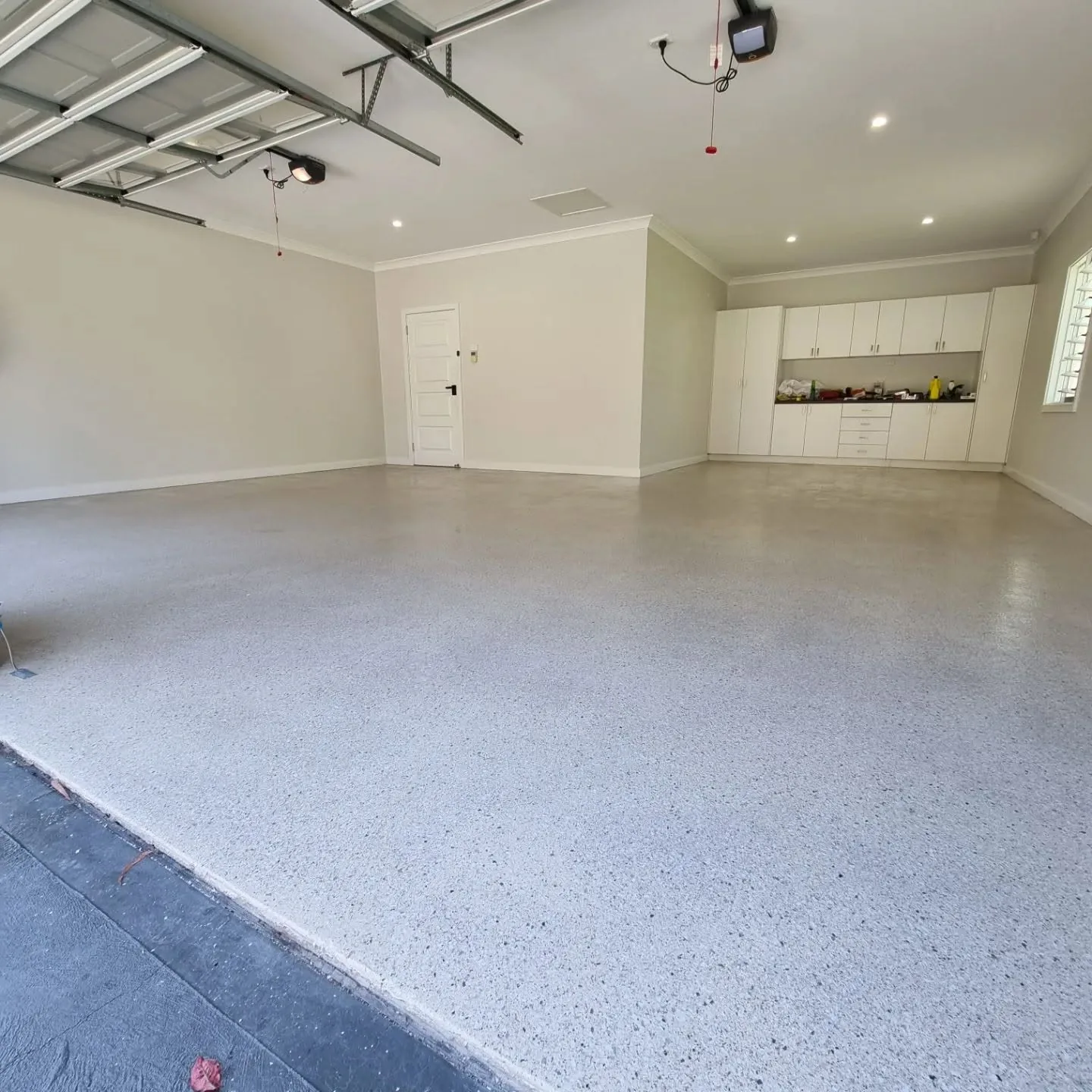 Garage floor after: flake epoxy coating